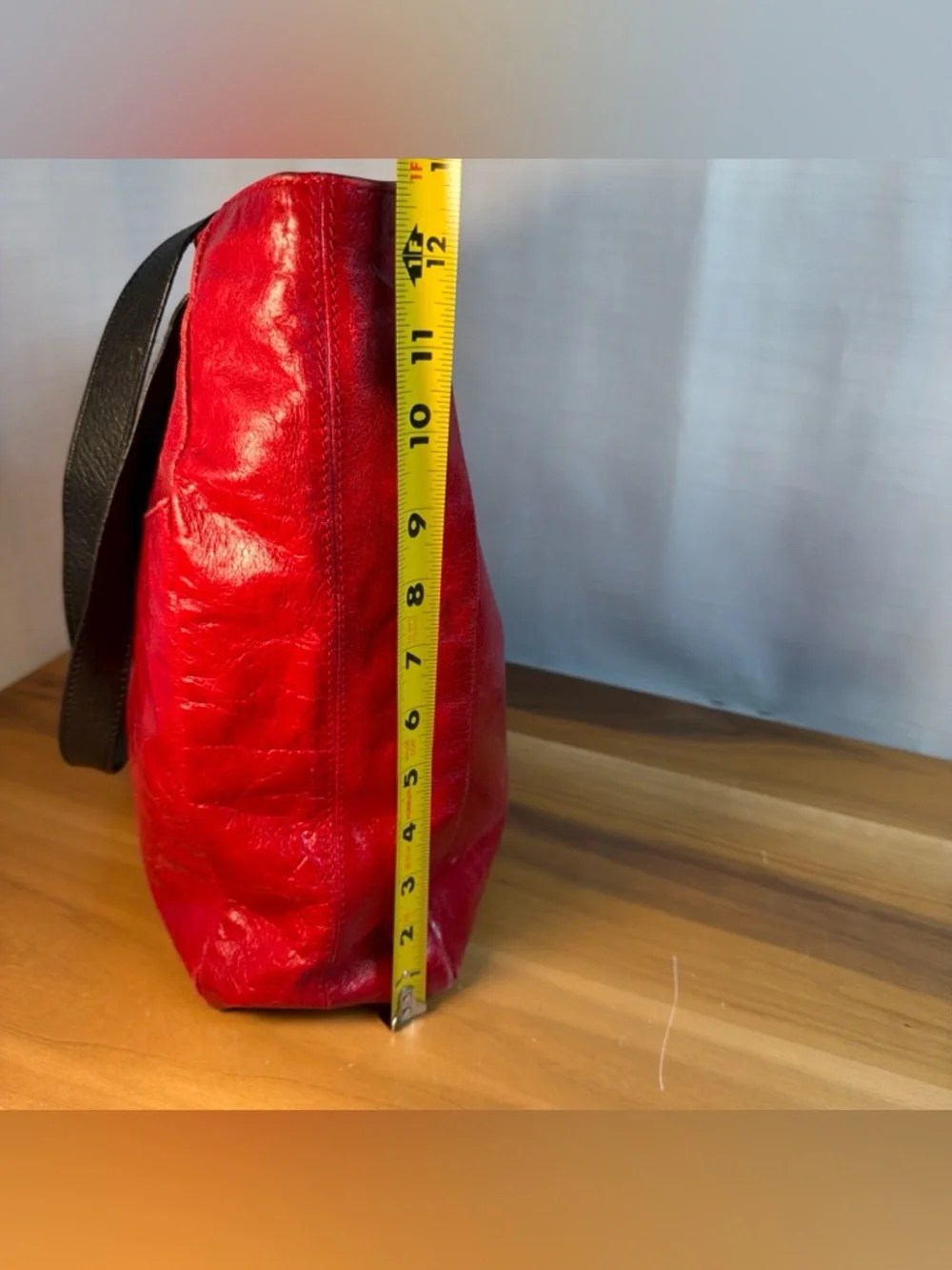 Ellington Red Patent Leather Tote Hobo‎ Shoulder Bag Distressed Large 16x13x4”